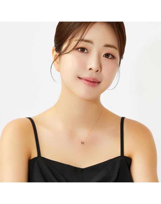 엘렌쥬얼리 14K 컷팅 스퀘어 체인 금 목걸이 착용컷