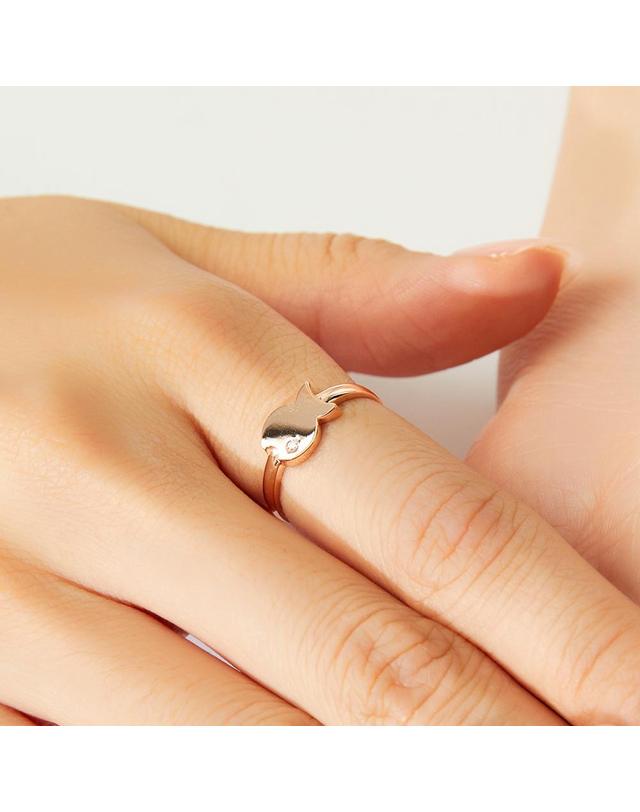 엘렌쥬얼리 18K 행운의 마나 물고기 미스 링 금 반지 착용컷