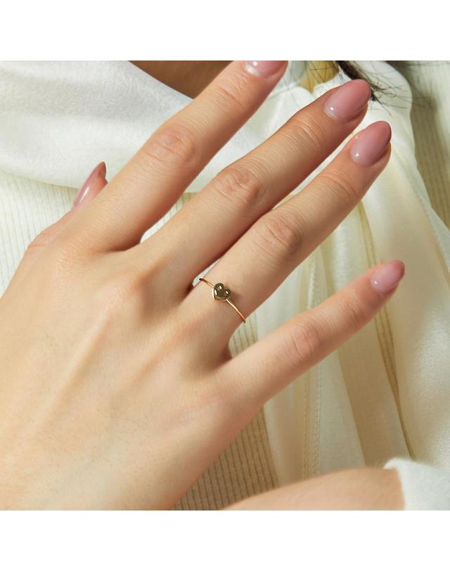 엘렌쥬얼리 14K 스마일 하트 미스 링 금 실 반지 착용컷