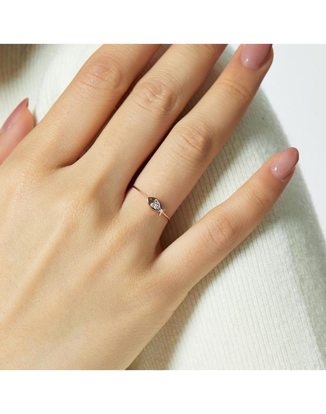 엘렌쥬얼리 14K 다비 큐빅 물고기 미스 링 금 실 반지 착용컷