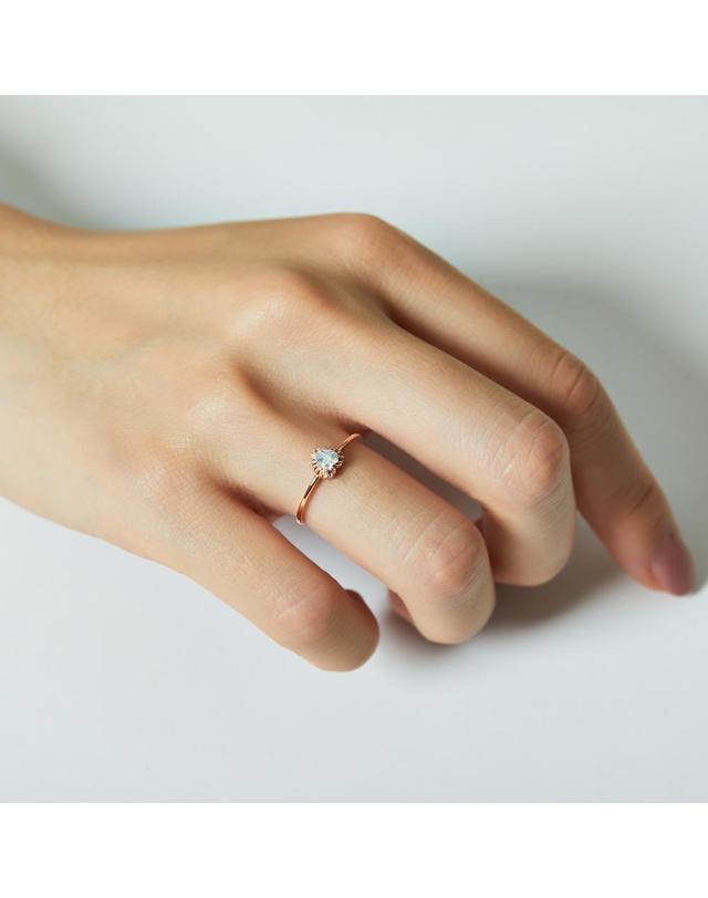 엘렌쥬얼리 18K 일마레 오로라 하트 큐빅 미스 링 금 반지 착용컷