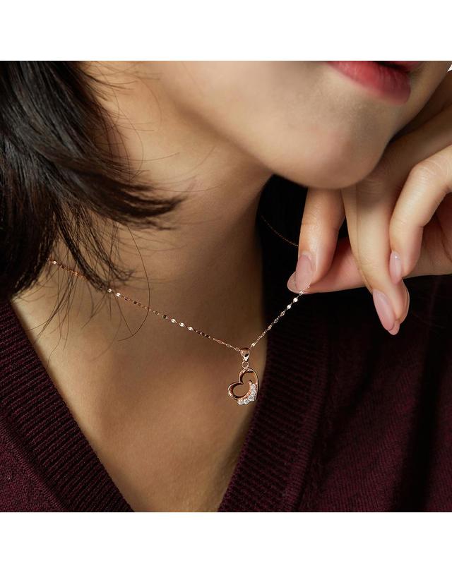 엘렌쥬얼리 14K 체리쉬 하트 큐빅 금 목걸이 착용컷