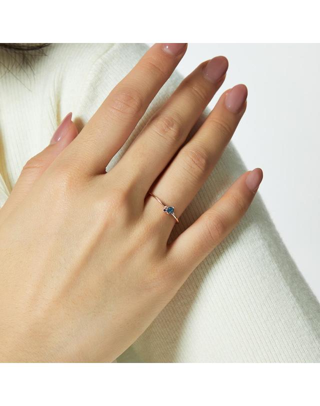 엘렌쥬얼리 18K 아리아 러프 블루 다이아몬드 미스 링 금 반지 착용컷