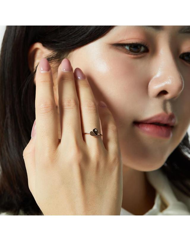 엘렌쥬얼리 14K 에끌라 하트 미스 링 금 반지 착용컷
