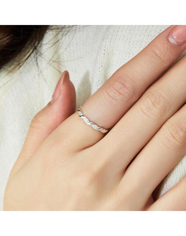 엘렌쥬얼리 엘렌쥬얼리 925실버 파에톤 라인 큐빅 미스 링 은 반지 착용컷