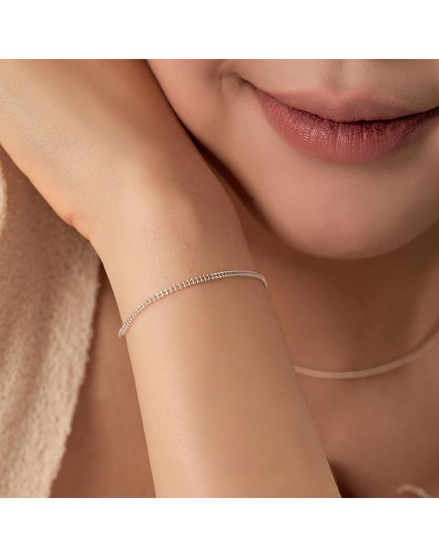엘렌쥬얼리 엘렌쥬얼리 925 실버 Silver 더블 컷팅 볼 체인 은 팔찌 착용컷