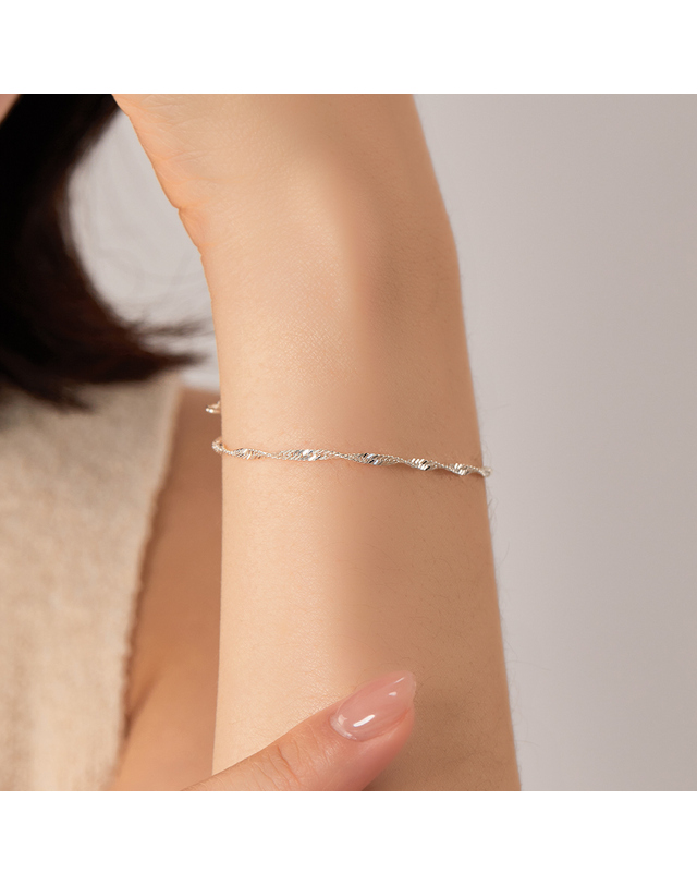 엘렌쥬얼리 실버 Silver 925 트라이 체인 은 팔찌 착용컷