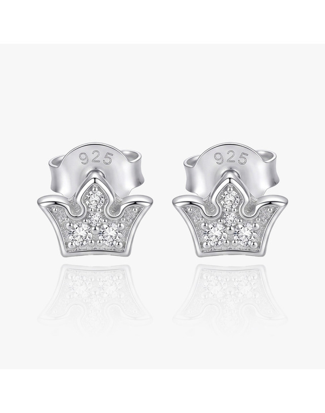 엘렌쥬얼리 실버 925 Silver 크라운 큐빅 은 귀걸이 착용컷