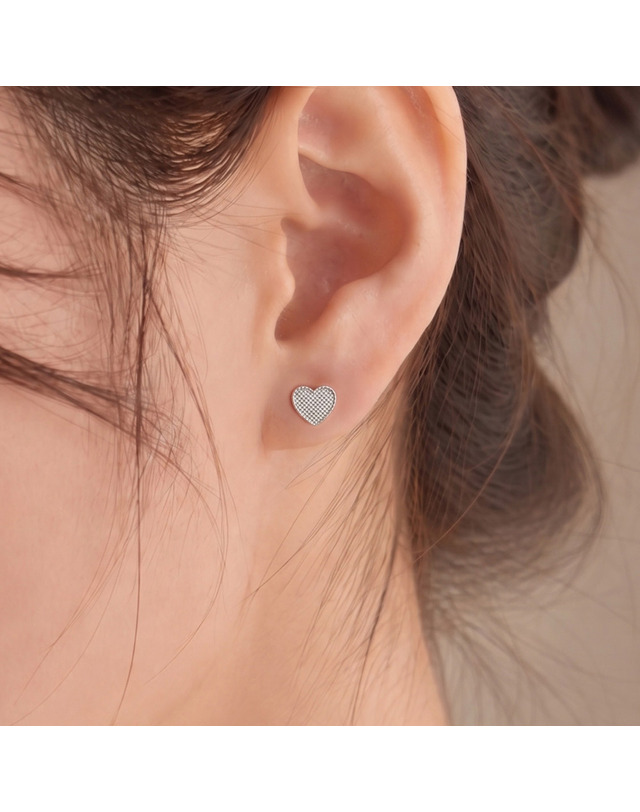 엘렌쥬얼리 실버 925 Silver 메쉬 하트 컷팅 은 귀걸이 착용컷