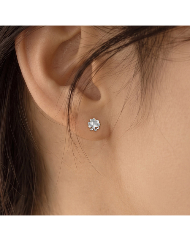 엘렌쥬얼리 실버 925 Silver 메쉬 네잎클로버 컷팅 은 귀걸이 착용컷