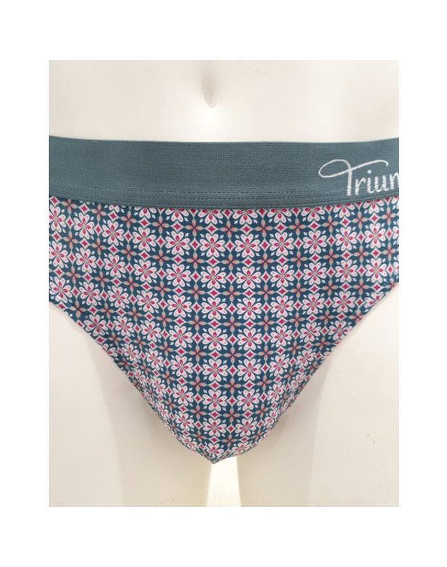 트라이엄프 Triumph [갤러리아] 그린 플라워 남성 아웃밴드 탁텔 삼각팬티 TEMBF118 GR 착용컷