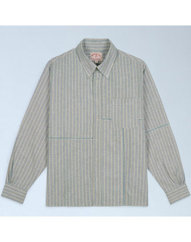 [해외직구] 26 FW 브레인 데드 X 브룩 브라더 패치워크 옥스포드 셔츠 BBBDS24T24004188GR01