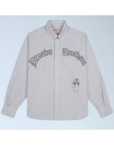 [해외직구] 26 FW 브레인 데드 X 브룩 브라더 스트라이프 옥스포드 셔츠 BBBDS24T24004190BL01