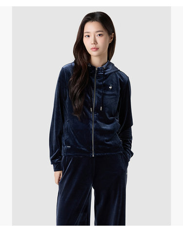 [르꼬끄공식] 여성 얼리스프링 슬림핏 벨벳 후드 집업 QR122OFT15