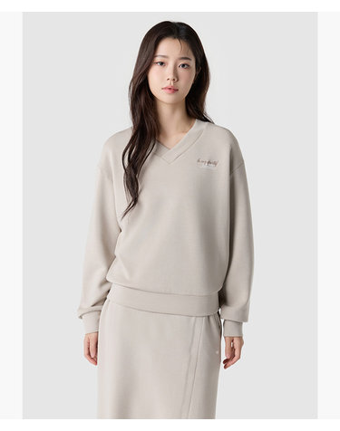 [르꼬끄공식] 여성 더블텐션2.0 루즈핏 브이넥 맨투맨 QR122OFS11