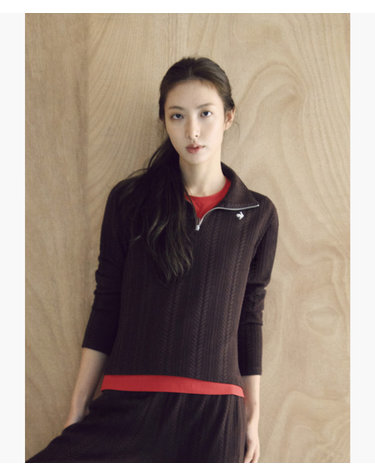 [르꼬끄공식] 여성 플루시 케이블 하프집업 QR322OFS91