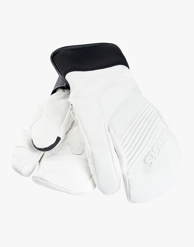 루디스 루디스 마스터프로 LUP01MG06 화이트 스키 보드 삼지 방한 가죽 장갑 착용컷
