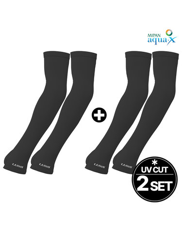 루디스 아웃도어 LUPDUA02 블랙 UV차단 쿨 손등커버형 팔토시 2p, 2SET