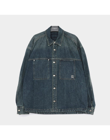 우영미 사각스틸로고 포켓 데님 남성 셔츠 W253SH23981L