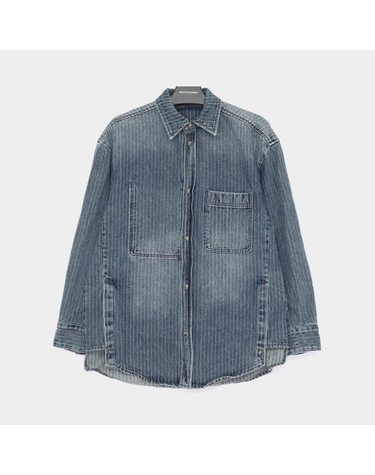 우영미 백로고 파리스로고 오버핏 데님 여성 셔츠 M253SH27995L