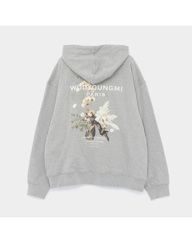 우영미 26FW 플라워 백로고 프린트 스웨트 남성 후드티 W263TS36721G