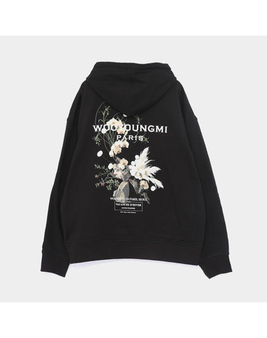 우영미 26FW 플라워 백로고 스웨트 남성 후드티 W263TS36741B