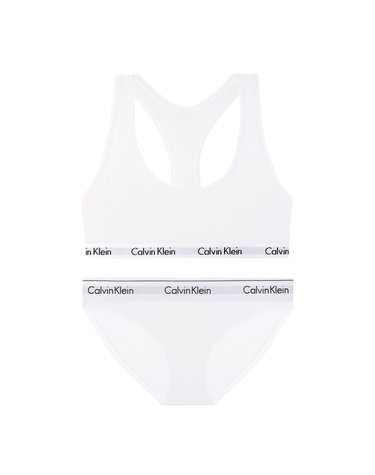 CK 여성 코튼 스포츠브라 브라렛+팬티 세트 QP1114+F3787 WHITE