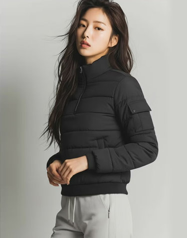 화이트베어 여성 하프집업 골프 패딩 긴팔티셔츠 WB724