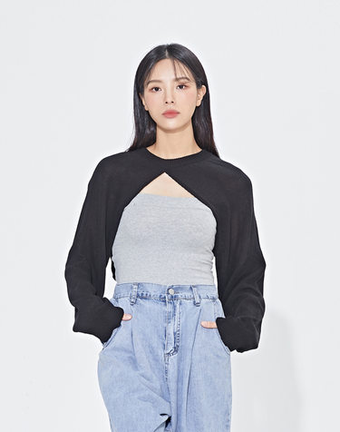 앞 트임 볼레로 크로스 라운드 니트 (WIACNT003)