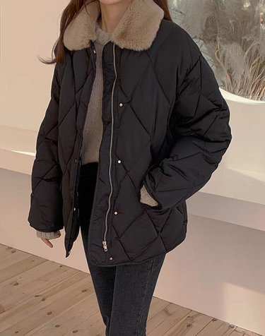 퍼 카라 데일리 다이아 퀼팅 패딩 점퍼 (WIACJP020)
