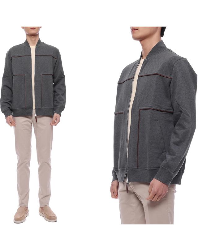 브루넬로 쿠치넬리 25SS 남성 프렌치 테리 집업 재킷 (MW8639084G C080 25S) 착용컷