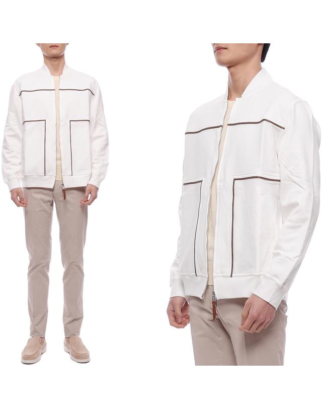 브루넬로 쿠치넬리 25SS 남성 프렌치 테리 집업 재킷 (MW8639084G C7220 25S) 착용컷