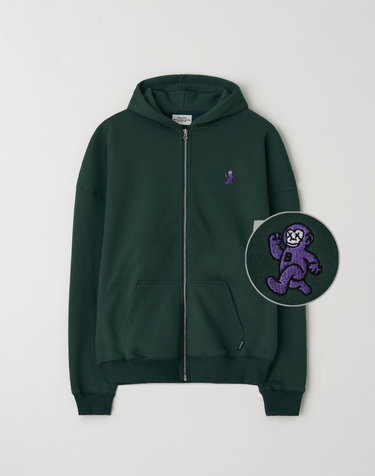 [빅사이즈]러너스 오버핏 기모 스웨트 후드집업 그린