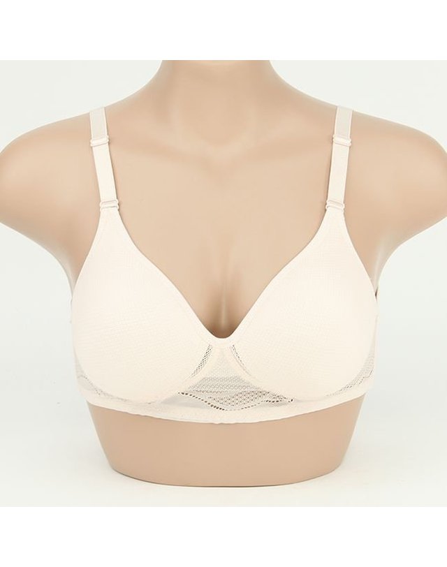 미코디 [갤러리아] [미코디] 7001 노와이어 인견 메쉬 B컵 순면 몰드 브라 착용컷
