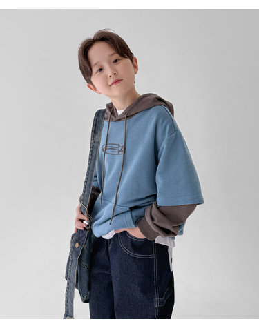 더블 레이어드 후드티