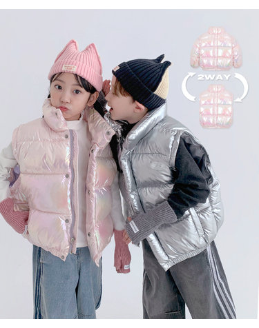 홀로그램 오로라 패딩 (2way)