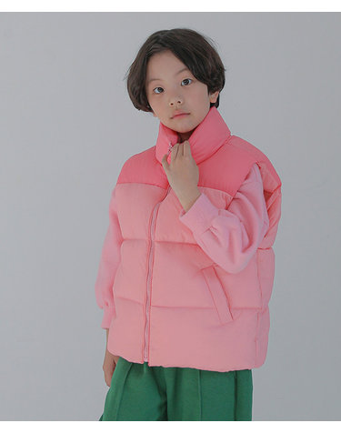 콤비 블록 패딩 조끼