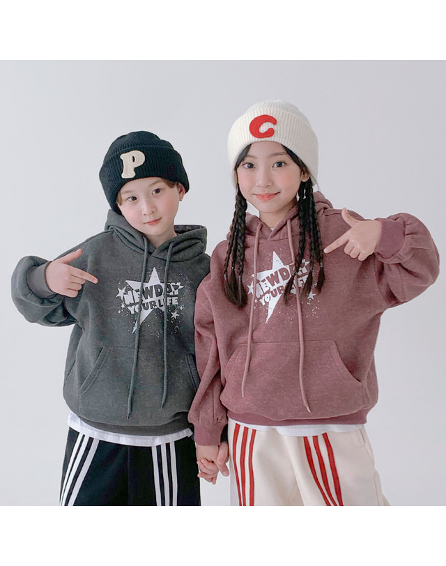 베리클로젯 [기모] 빈티지먼트 스타 후드티 착용컷