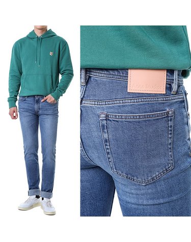 아크네 핑크로고래더패치 스트레치 빈티지 중청 워싱진/B00148 863