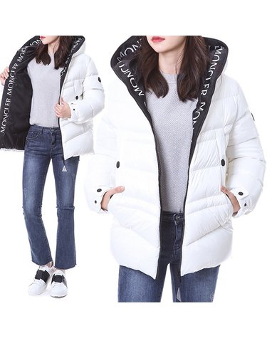 몽클레어 CLAIR 러버패치 로고 구스다운 후드 여성 패딩점퍼/1A00022 68950 032