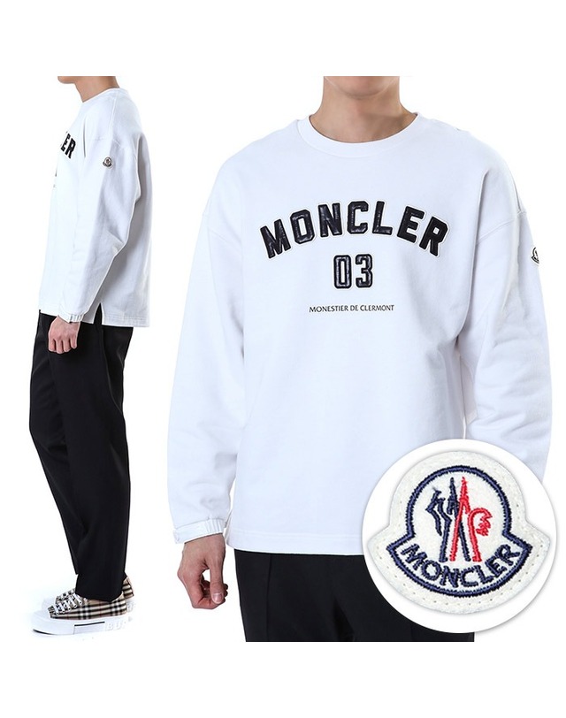 몽클레어 몽클레어 입체로고패치 밴딩소매 기모 맨투맨 티셔츠/8G00002 899WC 033 착용컷