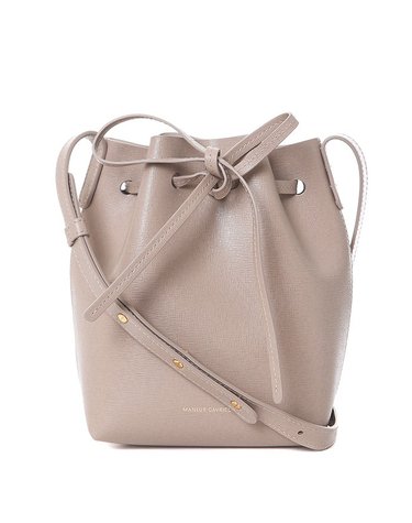 만수르 가브리엘 금장로고 사피아노 미니 버킷백/HMM010SA BEIGE
