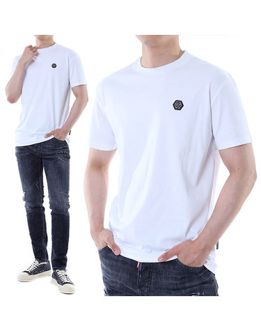 필립플레인 스틸래더패치 베이직 라운드 티셔츠 (화이트) AAEC MTK8740 PJY002N 01