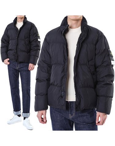 스톤아일랜드 와펜패치 가먼트다이 클링클랩스 덕다운 패딩점퍼 블랙
