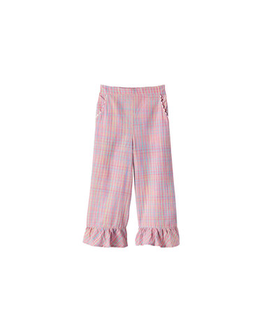 키즈 루키 LOUKIE 러플 팬츠 핑크 포멜로 체크 26S_P0075 LOUKIE PINK