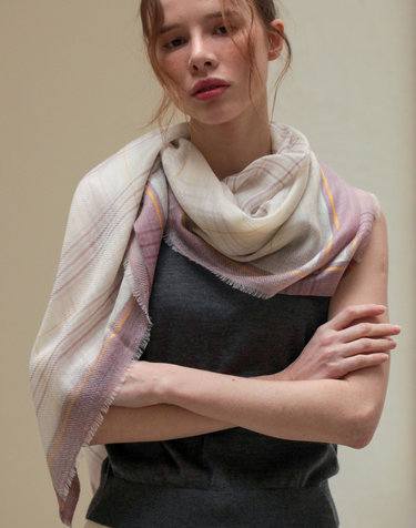 cashmere 100%  |  lanugo tartan scarf - Purple
