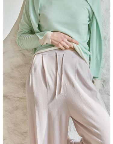 merino wool 70% silk 30% | double pintuck knit pants - Pale Purple