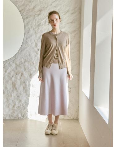 merino wool 70% silk 30% | flare kint skirt - Pale Purple