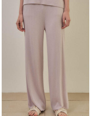 merino wool 70% silk 30% | ribbed knit pants - Pale Purple
