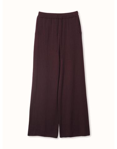 merino wool 70% silk 30% | ribbed knit pants - Burgundy